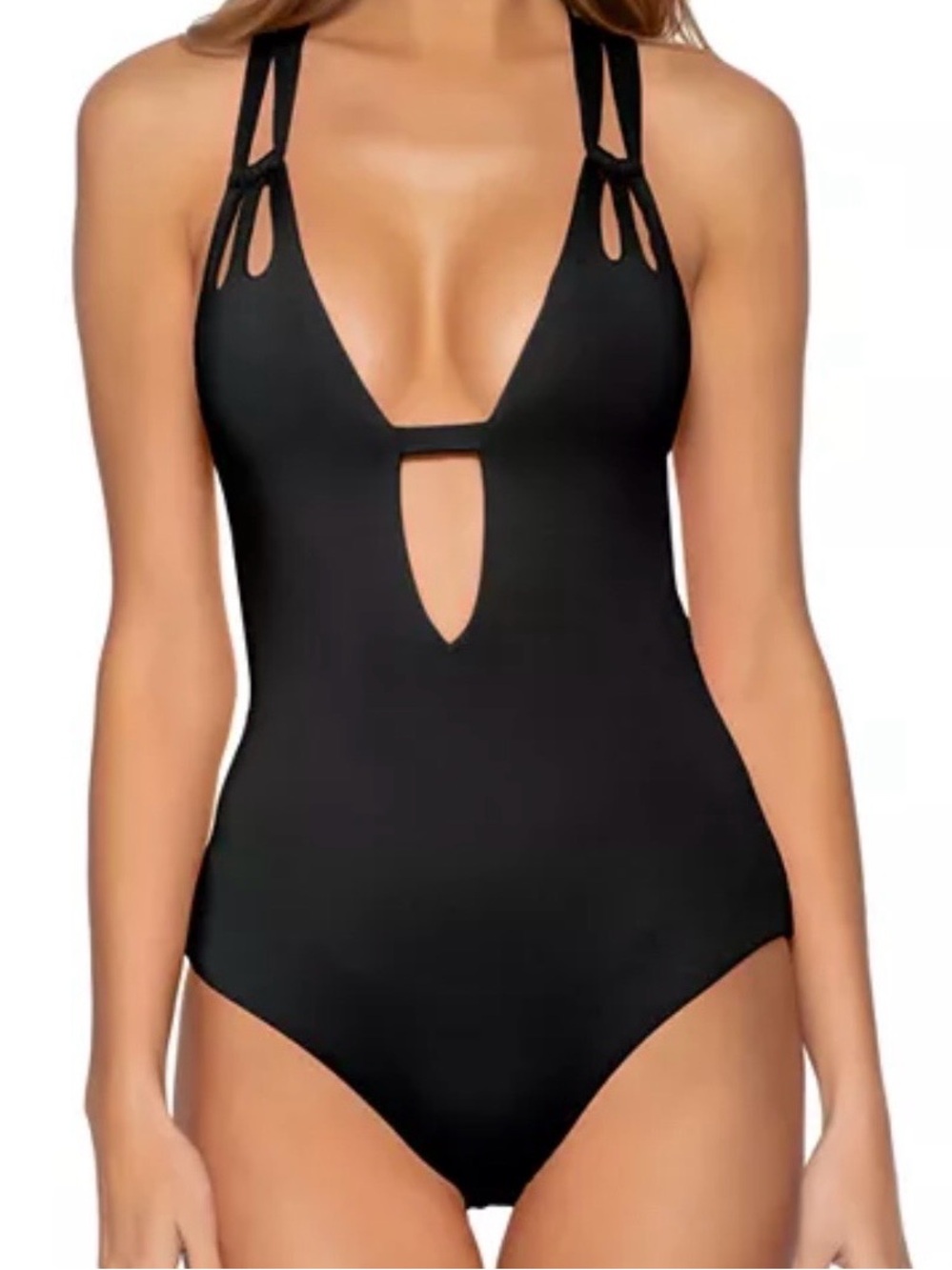BECCA by Rebecca Virtue Color Code Skylar Loop Plunge One-Piece - Black - Picture 4 of 8
